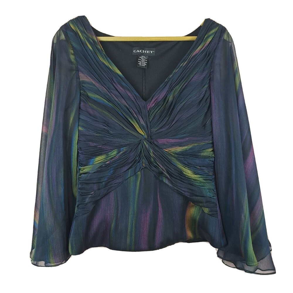 Vintage Beautiful Cachet Blouse Back Zip Size 8 / S Multicolored